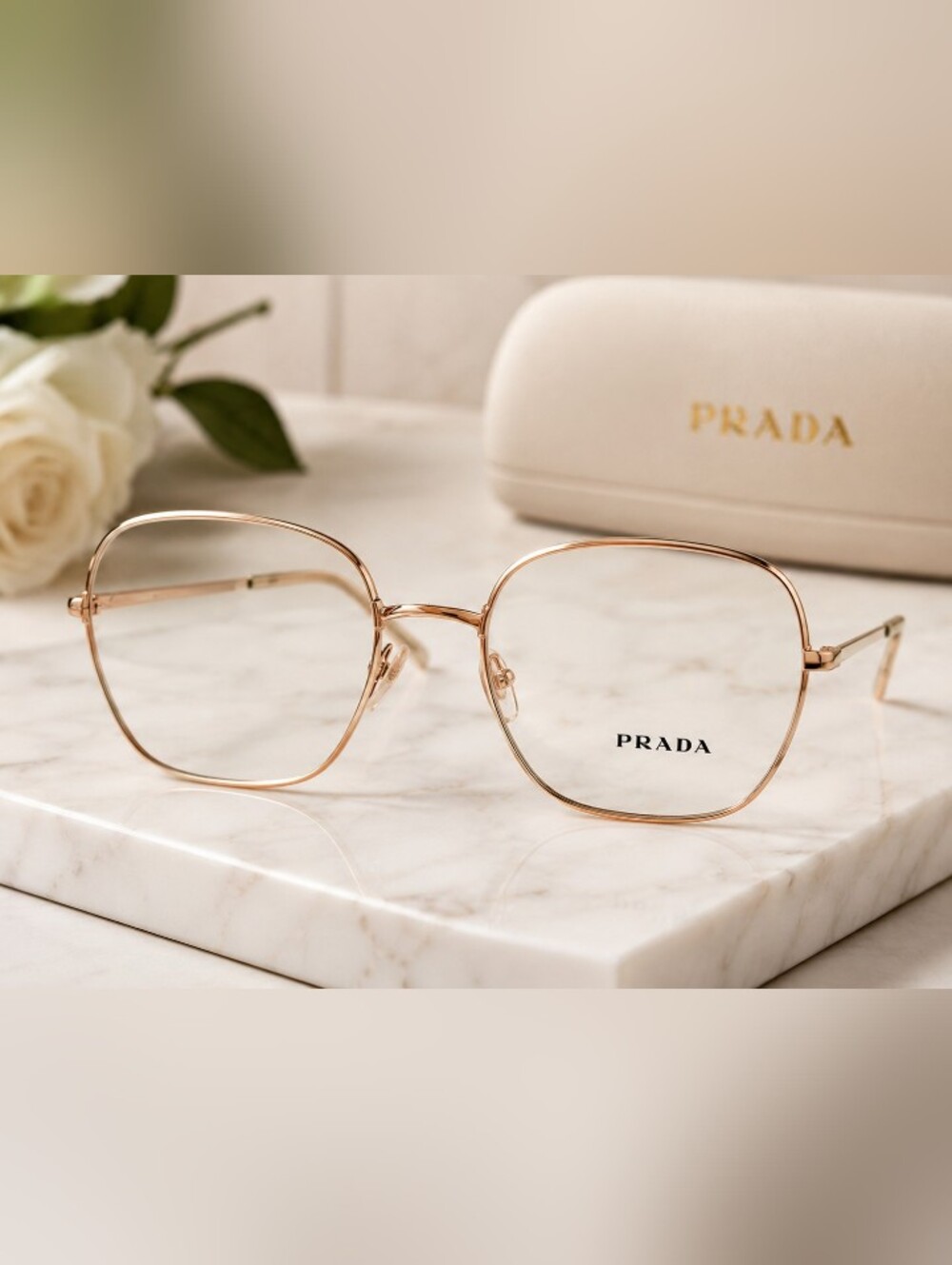 Prada Women's Gold Metal Frame Eyewear